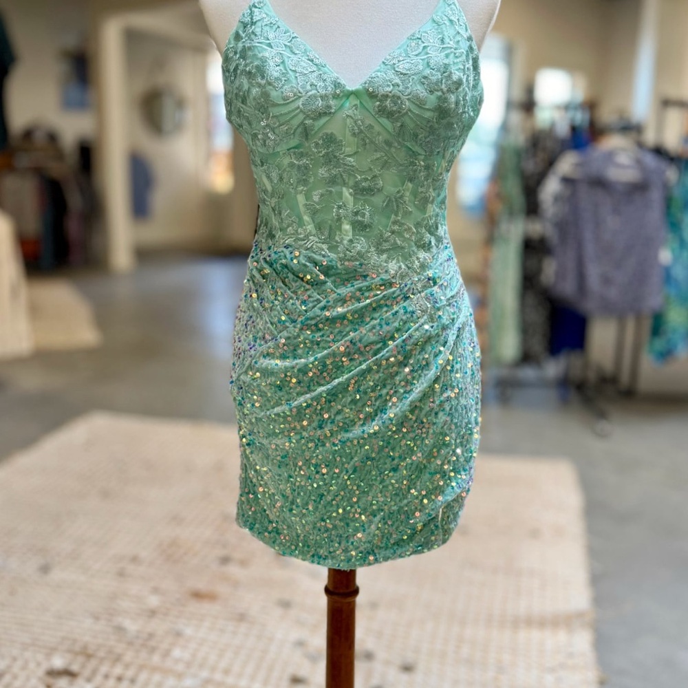 Sparkling Mint Sequin Mini Dress